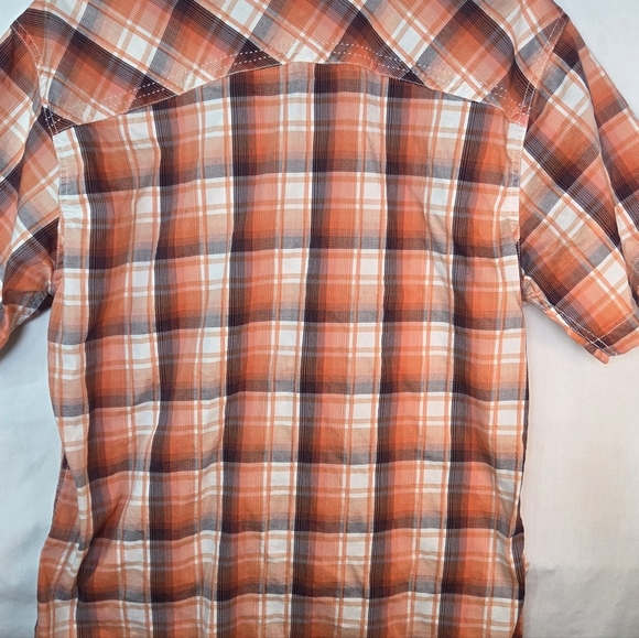 BKE Men's Vibrant Orange Plaid Button-Down Shirt - Picture 6 of 6